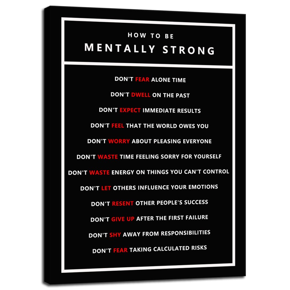 Inspirational Canvas Office Wall Art Motivational Entrepreneur Quotes How To Be Mentally Strong Poster Print Artwork Painting Wall Picture for Living Room Home Office Framed [18" W x 24" H]