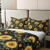 100% Cotton Sunflower Duvet Cover Queen Bee Bedding Set For Kids Girls Boys Yellow Floral Comforter Cover Cute Wild Animal Romantic Rustic Farmhouse Quilt Cover Room Decor 2 Pillow Cases Black view 4