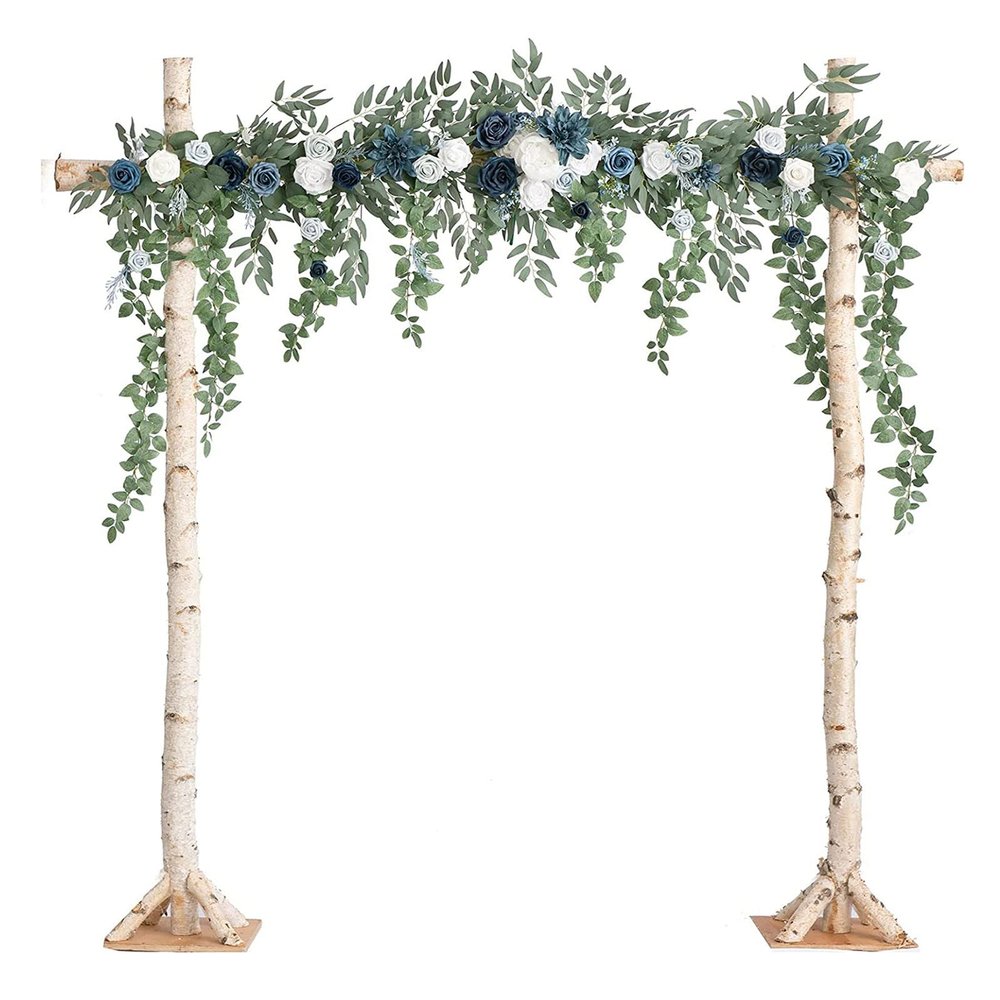 Artificial Eucalyptus Garlands for Wedding Tables, White Rose Wedding Arch Flowers, Wedding Garland for French Wedding Ceremony Flowers Arch Decor