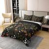 Cute Mushroom 100% Cotton Duvet Cover Wild Flowers Jungle Plants Decor Bedding Set for Kids Teens Adults Natural Moth Snail Rustic Style Comforter Cover with 2 Pillowcases(No Comforter) Full Size view 2