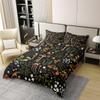 Cute Mushroom 100% Cotton Duvet Cover Wild Flowers Jungle Plants Decor Bedding Set for Kids Teens Adults Natural Moth Snail Rustic Style Comforter Cover with 2 Pillowcases(No Comforter) Full Size view 3