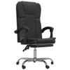 vidaXL Adjustable Reclining Office Chair - Black Faux Leather, Swivel Design, Metal Frame, Rolling Castors, Easy-Clean Upholstery view 1