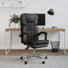 vidaXL Adjustable Reclining Office Chair - Black Faux Leather, Swivel Design, Metal Frame, Rolling Castors, Easy-Clean Upholstery view 2