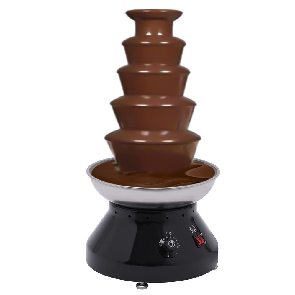 5-Tier Chocolate Fountain, Commercial Hot Chocolate Fondue Tower - 7 Pounds 230W Chocolate Melting Heating Machine for Nacho Cheese Liqueurs Party Wedding (Black)