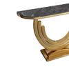 KWOKING Glam Golden Console Table Marble Stain Resistant Console Sofa Table for Hall European-style Marble Semi-circular Against the Wall Porch Table Rock Slab Entrance Desk Black 47"L x 14"W x 33"H view 4