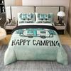 100% Cotton Kids Happy Camping Duvet Cover, Cartoon Camper Comforter Cover king Size,Retro Rustic Farmhouse Travel Car Bedding Set For Boys Girls Teens Adult, Pine Tree Bedding With 2 Pillowcases view 1