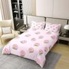 100% Natural Cotton Cartoon Duvet Cover king Size Pink Peach Bedding Set Kid Kawaii Comforter Cover Girl Lovely Peach Quilt Cover Cute Fruits Tropical Plant Bedding Reversible Soft Room Decor view 2