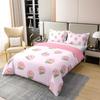100% Natural Cotton Cartoon Duvet Cover king Size Pink Peach Bedding Set Kid Kawaii Comforter Cover Girl Lovely Peach Quilt Cover Cute Fruits Tropical Plant Bedding Reversible Soft Room Decor view 3