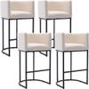 BESTANO Modern Counter Height Linen Upholstered Bar Stools Set of 4, 32" Kitchen Counter Island Stools Bar Chairs with Black Metal Frame for Kitchen Island, Cream view 1