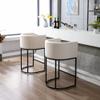 BESTANO Modern Counter Height Linen Upholstered Bar Stools Set of 4, 32" Kitchen Counter Island Stools Bar Chairs with Black Metal Frame for Kitchen Island, Cream view 4