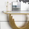KWOKING Glam Golden Console Table Marble Stain Resistant Console Sofa Table for Hall European-style Marble Semi-circular Against the Wall Porch Table Rock Slab Entrance Desk White 47"L x 14"W x 33"H view 2