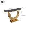 KWOKING Glam Golden Console Table Marble Stain Resistant Console Sofa Table for Hall European-style Marble Semi-circular Against the Wall Porch Table Rock Slab Entrance Desk White 47"L x 14"W x 33"H view 4