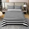100% Cotton Striped Duvet Cover Black White Stripe Bedding Set Twin Kids Women Men Farmhouse Ticking Stripes Comforter Cover Modern Geometric Lines Adults Abstract Gothic Home Decor Reversible view 1