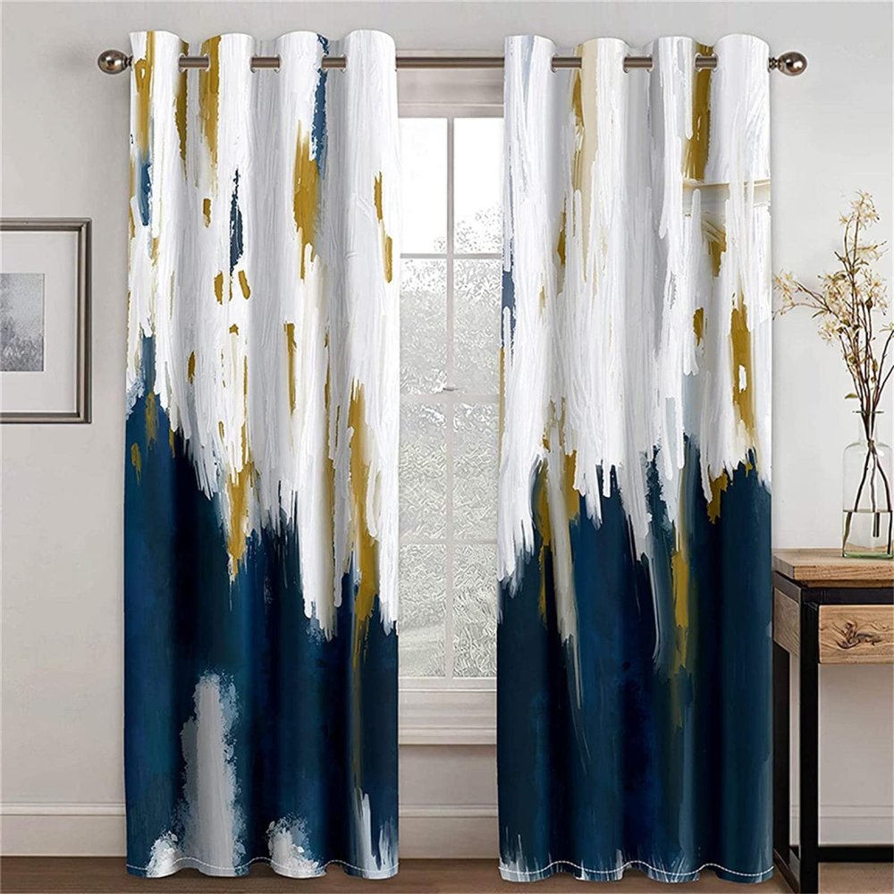XIANGPEIFBH Design Abstract Art Geometric Gradient Modern Window Curtain for Living Room Lounge Shading Decor Shading Window Curtain 26(W) x(H) 62in/66x158cmx2pcs