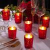 50 Pcs Votive Candle Holders Bulk Glass Votive Candle Holder Tealight Candle Holder Wedding Centerpiece for Table Home Birthday Anniversary Bridal Shower Party Decoration Reception (Red) view 3