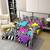 100% Cotton 80S 90S Fashion Style Bedding Set Twin,Retro Memphis Style Pattern with Geometrical Shapes Duvet Cover for Kids Child,Funky Hipster Old Fashioned Comforter Cover Geometric Bedroom Decor view 2