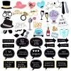 52PCS Wedding Photo Booth Props with Stick Bridal Shower Photo Booth Props Funny Photo Props, Wedding Party Supplies for Bride Groom, Bachelorette Party Decorations for Men Women Selfie Props view 1