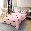 100% Cotton Girls Comforter Cover Full Size Cute Heart Pattern Duvet Cover Lovely Pink Black Bedding Set Cartoon Geometric Soft Quilt Cover Girly Bedroom Decor Gift Modern Bedspread Cover view 3