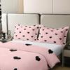 100% Cotton Girls Comforter Cover Full Size Cute Heart Pattern Duvet Cover Lovely Pink Black Bedding Set Cartoon Geometric Soft Quilt Cover Girly Bedroom Decor Gift Modern Bedspread Cover view 4