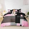 Geometric Bedding Set Twin Kids Pink Grey Black Buffalo Check Comforter Cover Set for Boys Teens Modern Abstract Duvet Cover Breathable Stripe Line Geometric Bedspread Cover Room Decor Quilt Cover view 4