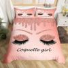Erosebridal Eyelash Duvet Cover Twin Gorgeous Makeup Girly Bedding Set for Girls Women Rose Gold Bedroom Decor,Glitter Sequins Stars Comforter Cover Stylish Fashion Quilt Cover 1 Pillow Case view 2
