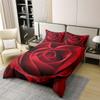 100% Natural Cotton Rose Bedding Set Red Rose Comforter Cover Romantic Theme Duvet Cover Valentine's Day Print Bedspread Cover 1 Duvet Cover with 2 Pillow Cases Queen Size Red view 2