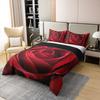 100% Natural Cotton Rose Bedding Set Red Rose Comforter Cover Romantic Theme Duvet Cover Valentine's Day Print Bedspread Cover 1 Duvet Cover with 2 Pillow Cases Queen Size Red view 3