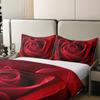 100% Natural Cotton Rose Bedding Set Red Rose Comforter Cover Romantic Theme Duvet Cover Valentine's Day Print Bedspread Cover 1 Duvet Cover with 2 Pillow Cases Queen Size Red view 4