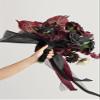 Ling's moment Black and Burgundy Wedding Bouquets for Bride, Gothic Bridal Bouquets for Bride, 13 Inch Free Form Artificial Wedding Flower Bouquet view 2