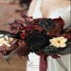Ling's moment Black and Burgundy Wedding Bouquets for Bride, Gothic Bridal Bouquets for Bride, 13 Inch Free Form Artificial Wedding Flower Bouquet view 4