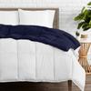 Reversible Comforter 1-Piece Super King 108" x 98" 100% Organic Cotton, All-Season Down Alternative, Ultra-Soft Hotel-Quality Bedding with 7 Corner Tabs, Box-Stitched, 500 GSM (White & Navy Blue) view 2