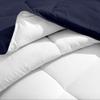 Reversible Comforter 1-Piece Super King 108" x 98" 100% Organic Cotton, All-Season Down Alternative, Ultra-Soft Hotel-Quality Bedding with 7 Corner Tabs, Box-Stitched, 500 GSM (White & Navy Blue) view 3