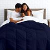 Reversible Comforter 1-Piece Super King 108" x 98" 100% Organic Cotton, All-Season Down Alternative, Ultra-Soft Hotel-Quality Bedding with 7 Corner Tabs, Box-Stitched, 500 GSM (White & Navy Blue) view 4