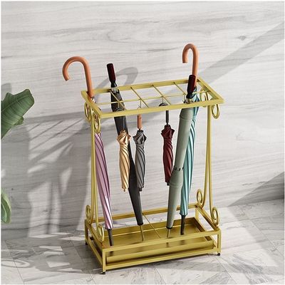 Umbrella Stand Rack for Entryway Hallway Front Door, Large-Capacity Umbrella Stand Holder, Space-Saving Hotel School Bank Entrance Umbrella Storage Basket, Easy to Install ( Color : Gold , Size : 44x2
