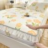 FCLDESHOP Breathable Mattress Pad Cover,Summer Thickened Latex Cool Silk Sheet Bed Cover, Comfortable Cartoon Print Deep Pocket Mattress Topper,Flower,200cmx220cm (79 X 87inch) view 1