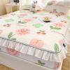 FCLDESHOP Breathable Mattress Pad Cover,Summer Thickened Latex Cool Silk Sheet Bed Cover, Comfortable Cartoon Print Deep Pocket Mattress Topper,Flower,200cmx220cm (79 X 87inch) view 3