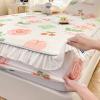 FCLDESHOP Breathable Mattress Pad Cover,Summer Thickened Latex Cool Silk Sheet Bed Cover, Comfortable Cartoon Print Deep Pocket Mattress Topper,Flower,200cmx220cm (79 X 87inch) view 4