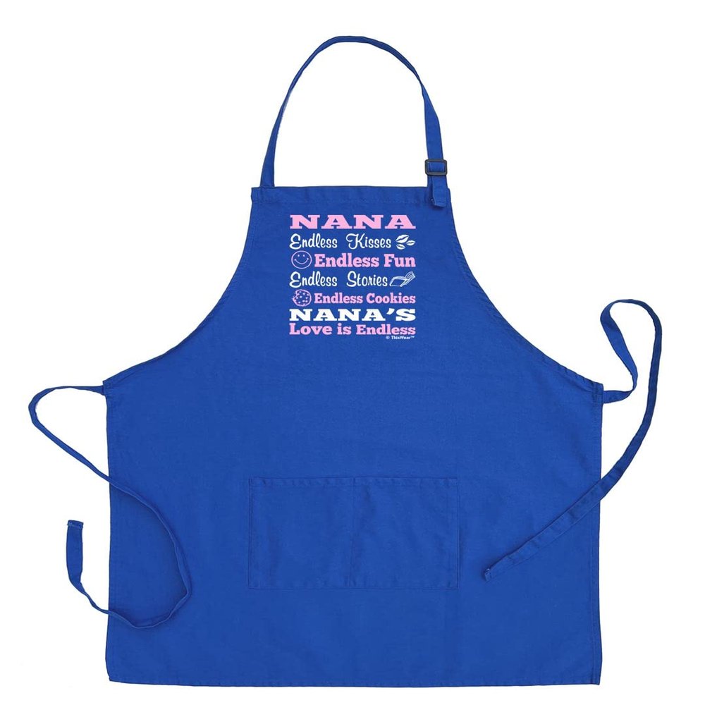 ThisWear Inspirational Gift For Nana Nana's Endless Love Two Pocket Adjustable Bib Apron Royal