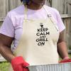 ThisWear Chef Gifts For Women Keep Calm And Grill On Two Pocket Adjustable Bib Apron Cream view 3