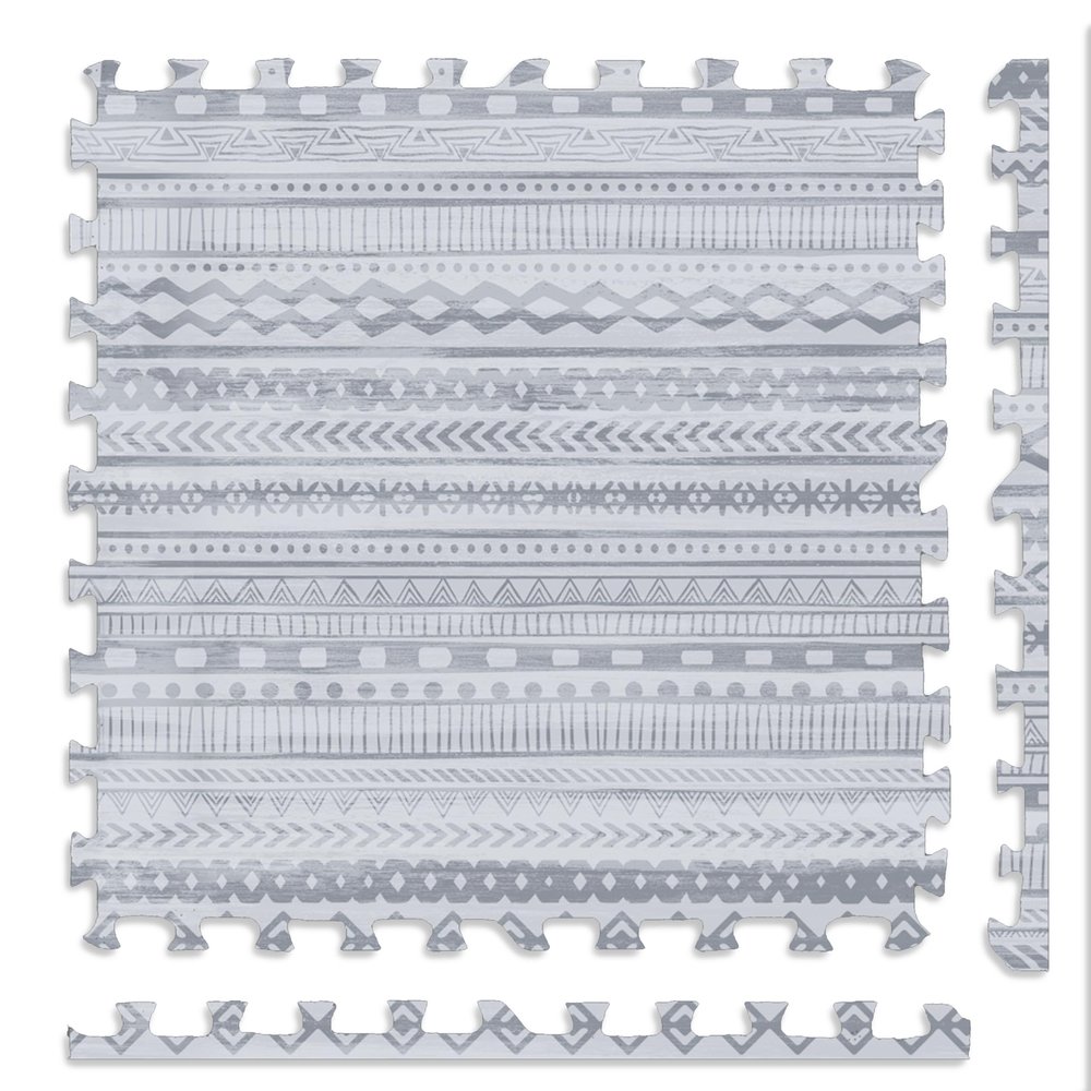 Play Platoon Non-Toxic Large Kids Play Mats for Floor, 9 Tile 72 x 72 inch - Extra-Thick Foam Tiles, 24 x 24 inch Puzzle Mat Pieces, Neutral Playmat Rug for Toddler & Childrens Playroom - Acadia Print