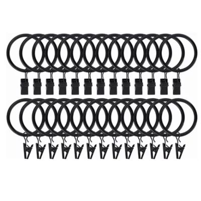 40 Pack Metal Curtain Rings with Clips, 38mm Metal Curtain Rings with Clips Decorative Drapery Clip Rings