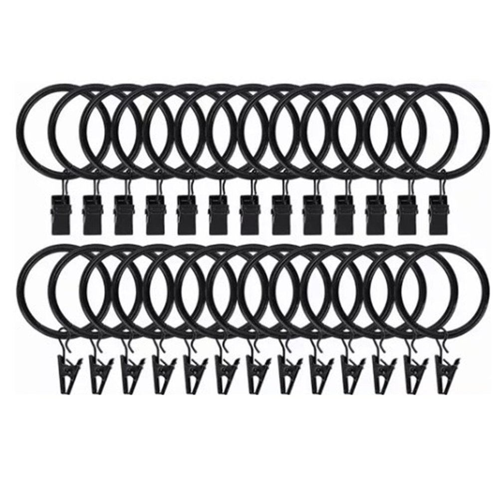 40 Pack Metal Curtain Rings with Clips, 38mm Metal Curtain Rings with Clips Decorative Drapery Clip Rings