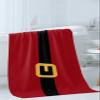3 Piece Bath Towel Set, Yellow Black Santa Claus Belt Christmas Red 1 Bath Towel, 1 Hand Towel and 1 Wash Cloth Microfiber Towel, Highly Absorbent Ultra Soft Towels for Bathroom Pool Gym view 3