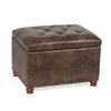 Adeco 24 Inch Modern Tufted Storage Ottoman Bench, PU Leather Lift Top Upholstered Rectangular Footstool for Living Room Bedroom, Large view 1