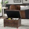 Adeco 24 Inch Modern Tufted Storage Ottoman Bench, PU Leather Lift Top Upholstered Rectangular Footstool for Living Room Bedroom, Large view 2