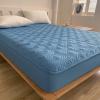 ZIQINPSQ Solid Thicken Fitted Sheet,Breathable and Soft Fit and Quilted Mattress Pad, Deep Pocket for 6-18 inches, Non-Slip and Noiseless (Blue, Twin) view 2