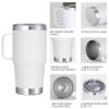 Abbrevi 20 oz Stainless Steel Tumbler with Handle Metal Insulated Coffee Travel Mug with Handle Double Wall Tumbler Cup with Lid and Straw, White 1 Pack view 3