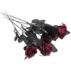 NOLITOY 5pcs Simulated Dark Red Rose Flower Decoration Halloween Prop 16 Inch Creepy Spider Fake Flower for Party Home Decor view 1