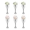 DYNAMI Wedding Centerpieces for Tables,6 Pcs Silver Metal Flower Vases Crystal Flower Stand for Reception Tables Wedding Supplies,Tall Flower Holders for Event, Birthday, Home Decoration(21.7in Tall) view 1