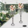 DYNAMI Wedding Centerpieces for Tables,6 Pcs Silver Metal Flower Vases Crystal Flower Stand for Reception Tables Wedding Supplies,Tall Flower Holders for Event, Birthday, Home Decoration(21.7in Tall) view 3